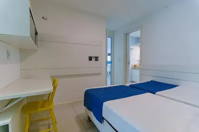 Uma cama ou camas num quarto em Apartamento Golf Ville - Beach Park