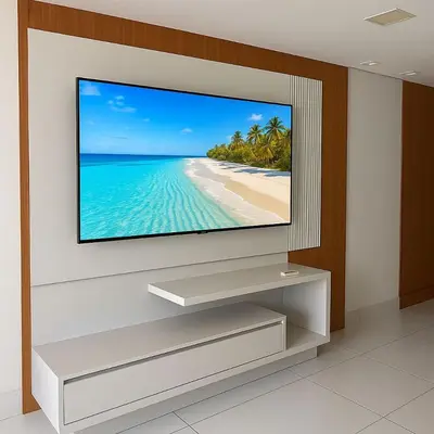 Uma televisão e/ou sistema de entretenimento em Mandara Lanai - Apto 101, bloco 12 - 2quartos, 3 wcs - Porto Dunas, pé na areia