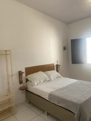 Uma cama ou camas num quarto em Casa no Preá próximo ao Rancho do Peixe