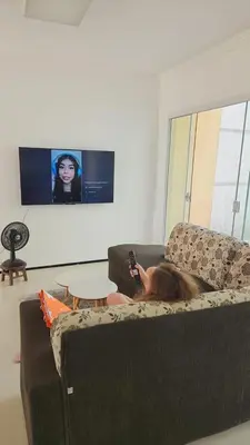 Uma televisão e/ou sistema de entretenimento em Dúplex Lagoa