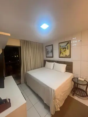 Uma cama ou camas num quarto em Flat 4 corações VG Sun Cumbuco
