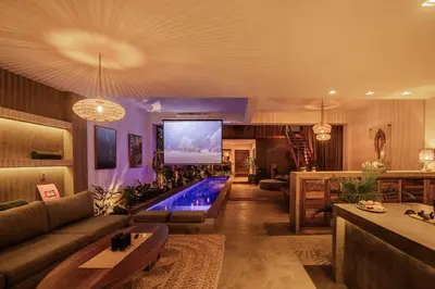 Uma televisão e/ou sistema de entretenimento em Villa Nikita
