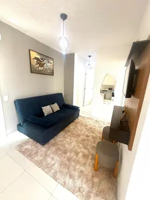 Uma área de estar em Apartment 100 meters from the beach Crocobeach