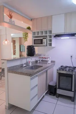 A cozinha ou kitchenette de Beach Class Fortaleza - 1404T03 - Muito confortável e na Praia de Iracema