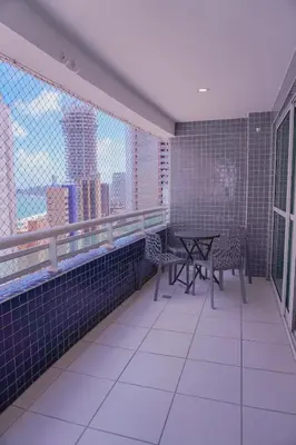 Uma varanda ou terraço em Beach Class Fortaleza - 1404T03 - Muito confortável e na Praia de Iracema