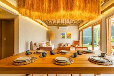 Uma área de estar em Casa Água - Praia do Preá