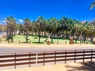 Um jardim no exterior de Apartamento no Suites Resort, no Complexo do Beach Park, em Aquiraz - Por Anfitrião