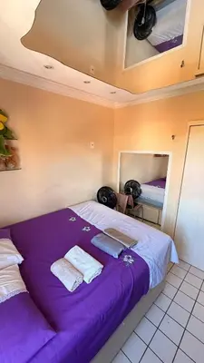 Uma cama ou camas num quarto em AP 600m from Castelão Arena-near Airport and Sarah