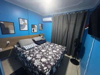 Uma cama ou camas num quarto em Apartamento com vista para o Mar - Praia do Futuro