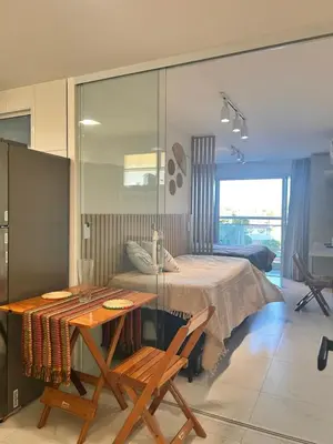 Uma cama ou camas num quarto em Fortaleza Apartamento - Flat Novo