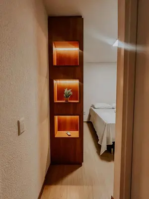 Uma cama ou camas num quarto em Apartamento com vista mar - 1206