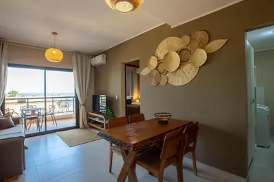 Uma área de estar em Stylish apartment with ocean view, right on the beach