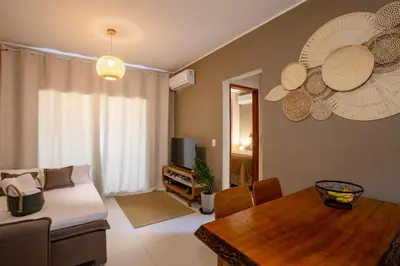 Uma área de estar em Stylish apartment with ocean view, right on the beach