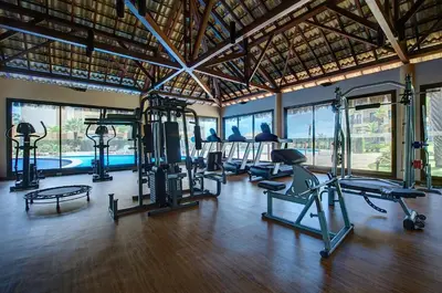 O centro de fitness e/ou as comodidades de fitness de VG Sun Cumbuco #403 Vista Mar by Carpediem