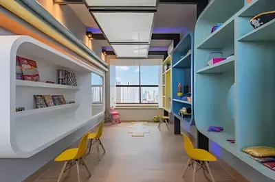 A biblioteca deste apartamento