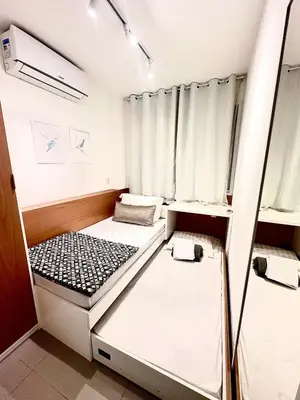 Uma cama ou camas num quarto em Apartamento Novo Vista para o Mar de Fortaleza