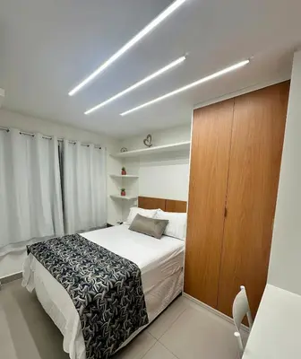 Uma cama ou camas num quarto em Apartamento Novo Vista para o Mar de Fortaleza
