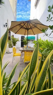 Um jardim no exterior de Hotel Cocal