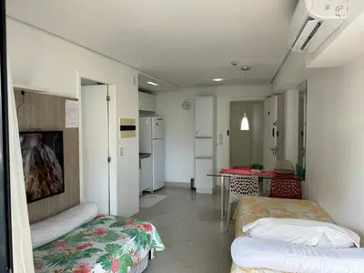 Uma cama ou camas num quarto em Apartamento Mobiliado Fortaleza-Landscape Beira-Mar