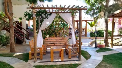 Um jardim no exterior de Pousada Nova Oasis do Rei
