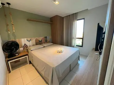Uma cama ou camas num quarto em VG Sun Cumbuco - Apartamento de Temporada na Praia do Cumbuco