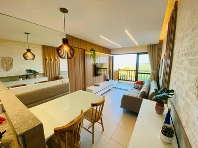 Uma área de estar em VG Sun Cumbuco - Apartamento de Temporada na Praia do Cumbuco