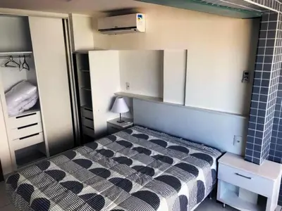 Uma cama ou camas num quarto em Apartamento Em Fortaleza De Frente Para O Mar