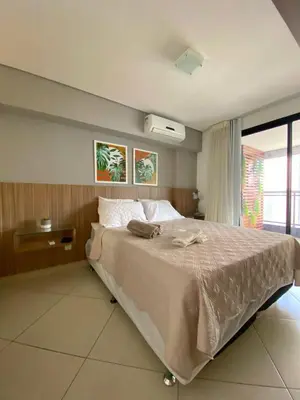 Uma cama ou camas num quarto em Landscape Apartamento Beira Mar 1203TB