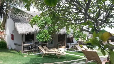 Um jardim no exterior de Pousada Vale do Luar