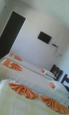 Uma cama ou camas num quarto em Pousada e Restaurante Sombra dos Coqueiros