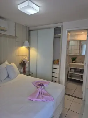 Uma cama ou camas num quarto em LIV INN Apartamento na Beira-Mar Fortaleza