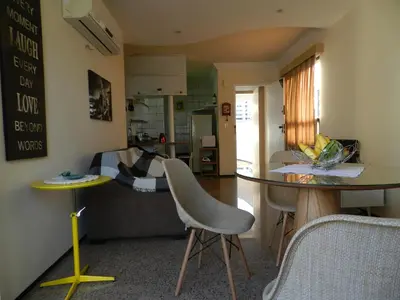 Uma área de estar em Apartamento Frente mar Meireles