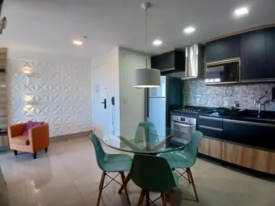 A cozinha ou kitchenette de My Way Abolição Vista Mar by Escala Imóveis