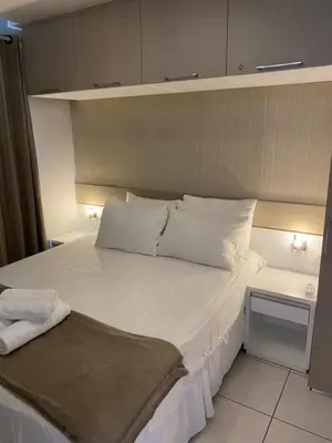 Uma cama ou camas num quarto em VG Sun Cumbuco Apto