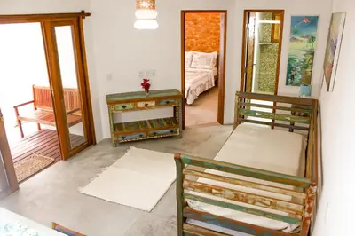 Uma cama ou camas num quarto em Casa Mirella Jeri