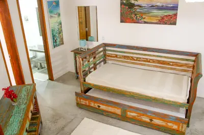 Uma cama ou camas num quarto em Casa Mirella Jeri