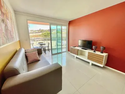 Uma área de estar em Solarium Residence no Porto das Dunas