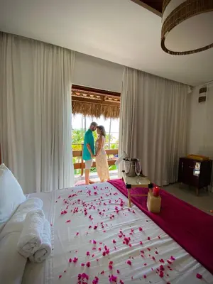 Uma cama ou camas num quarto em Junduh Brasil Pousada e Restaurante