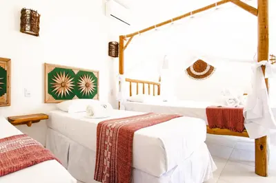 Uma cama ou camas num quarto em Pousada Paraiso dos Ventos Preá