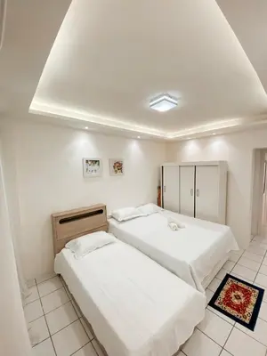 Uma cama ou camas num quarto em Apto Vista Beira Mar - Praia do Futuro a 100 mt da Praia