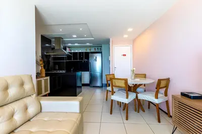 A cozinha ou kitchenette de Modern Beachfront Apartment w. Magnificent Seaview
