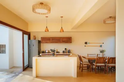 A cozinha ou kitchenette de Vila Harmonia sua casa na Praia do Preá