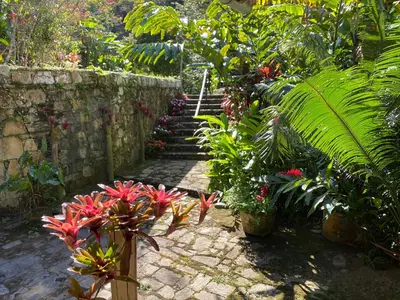 Um jardim no exterior de CHALÉ CHÃO das ESTRELAS