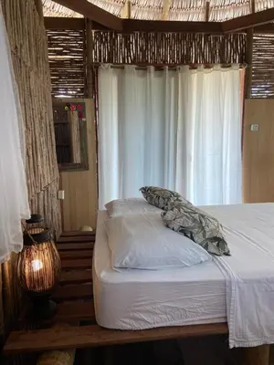 Uma cama ou camas num quarto em Cabanadu Preá Kite