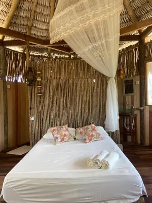 Uma cama ou camas num quarto em Cabanadu Preá Kite