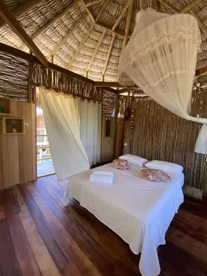 Uma cama ou camas num quarto em Cabanadu Preá Kite