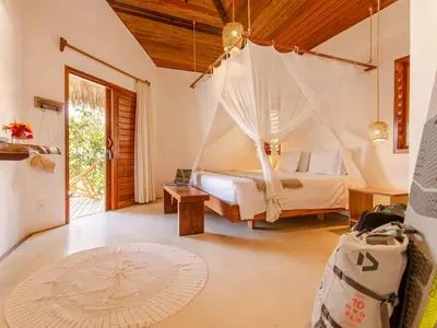 Uma cama ou camas num quarto em Vilarejo Preá