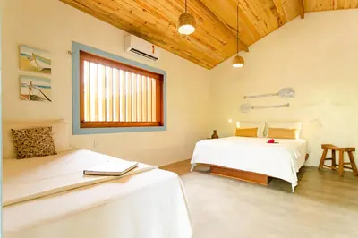 Uma cama ou camas num quarto em Casa PROX AO MAR - Icaraizinho de Amontada