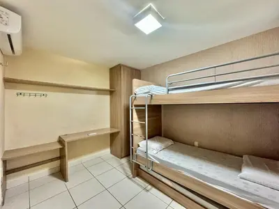 Uma cama ou camas num quarto em VG SUN CUMBUCO 2 quartos - B2, apto 205