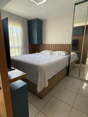 Uma cama ou camas num quarto em VG Sun Cumbuco Ap do Lu
